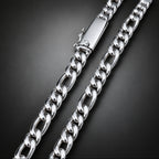 Men’s 999 Pure Silver Figaro Chain Necklace, 6mm