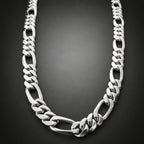 10mm 999 Pure Silver Figaro Chain Necklace for Men