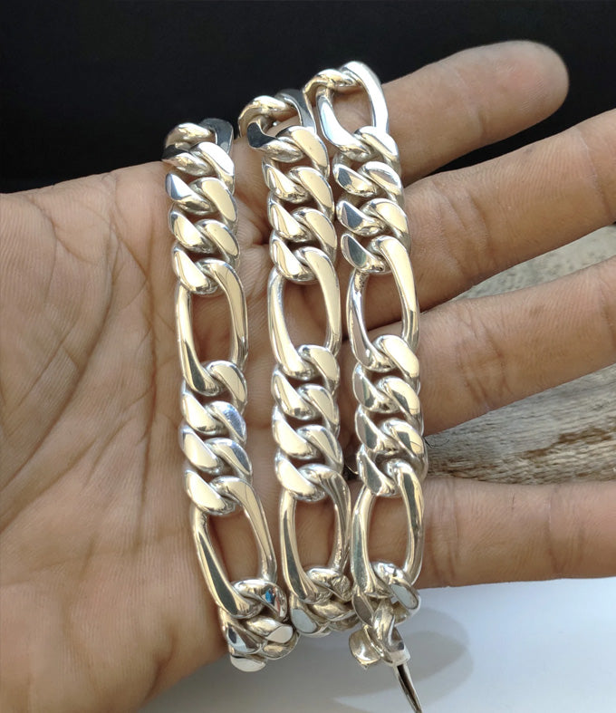 999 Silver Figaro Chain Necklace - Bali Handmade Statement Jewelry