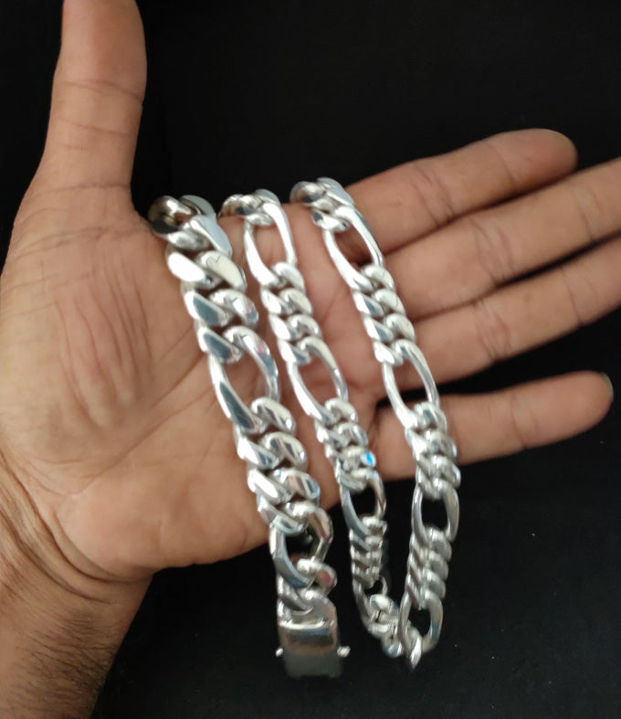 999 Silver Figaro Chain Necklace - Bali Handmade Statement Jewelry