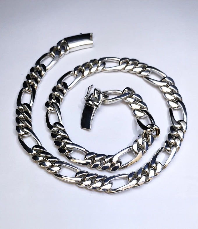 999 Silver Figaro Chain Necklace - Bali Handmade Statement Jewelry