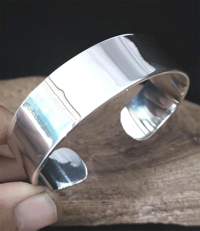 999 Silver Wide Cuff Bracelet: Statement Bangle