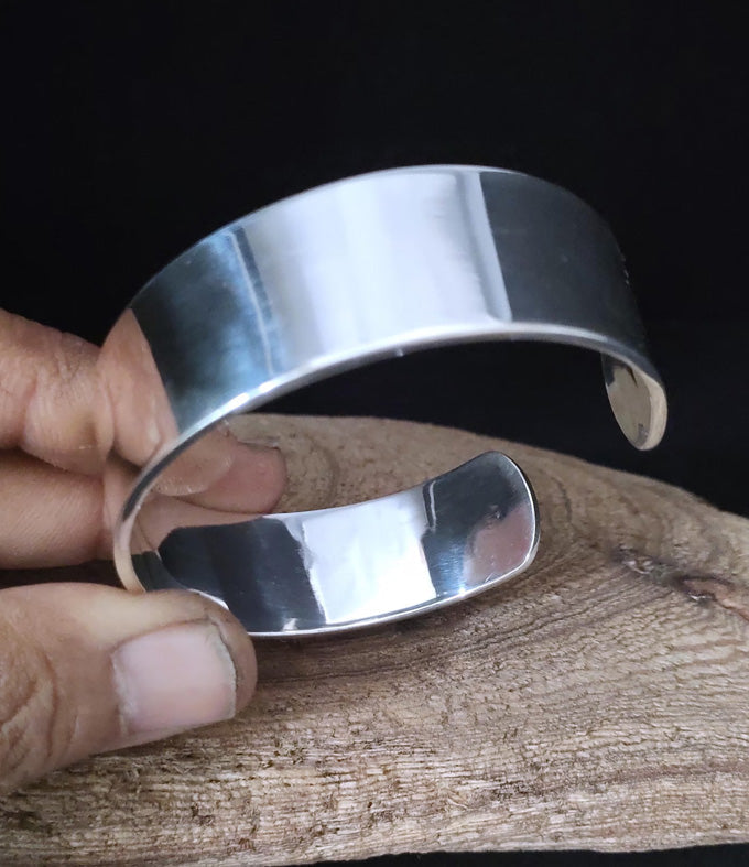 999 Silver Wide Cuff Bracelet: Statement Bangle