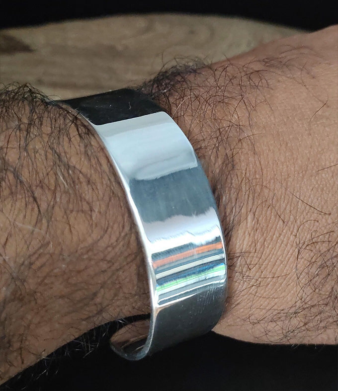 999 Silver Wide Cuff Bracelet: Statement Bangle