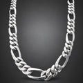 Men’s 999 Solid Silver Figaro Chain Necklace, 12mm Heavyweight