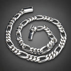 Men’s 999 Solid Silver Figaro Chain Necklace, 12mm Heavyweight