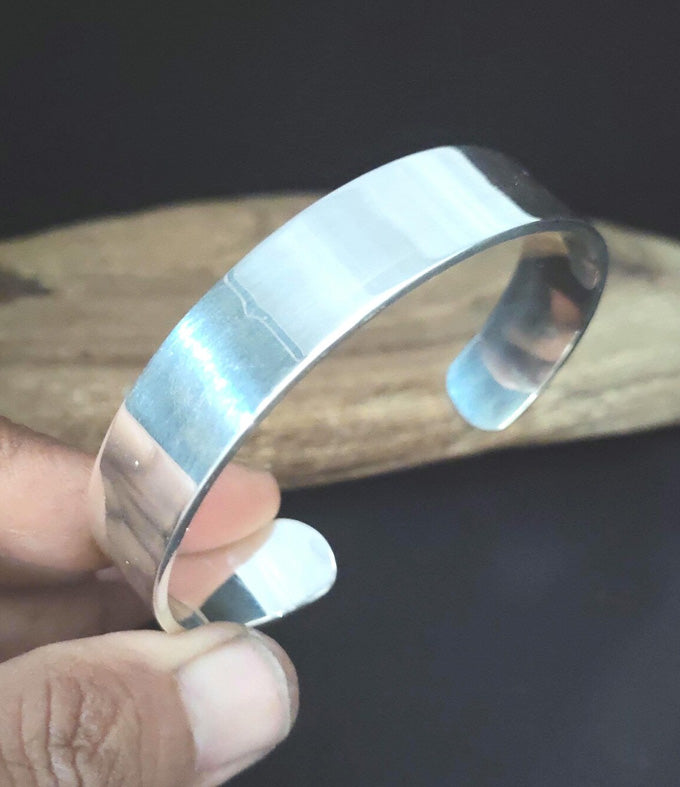 999 Sterling Silver Wide Cuff Bracelet - Handmade