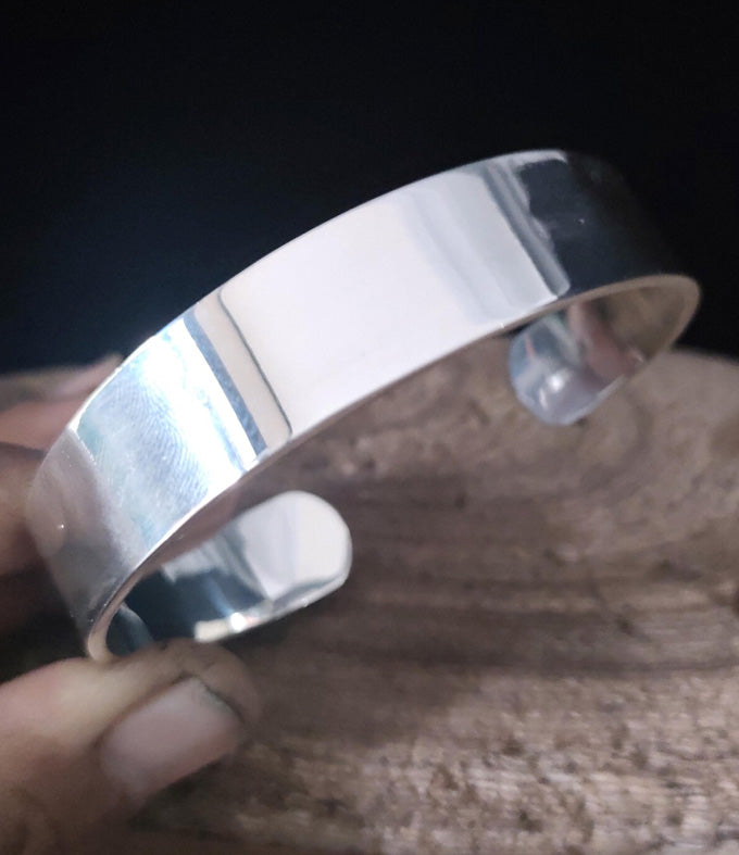 999 Sterling Silver Wide Cuff Bracelet - Handmade