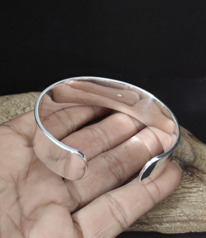 999 Sterling Silver Wide Cuff Bracelet - Handmade