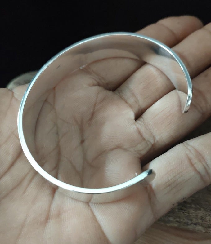 999 Sterling Silver Wide Cuff Bracelet - Handmade
