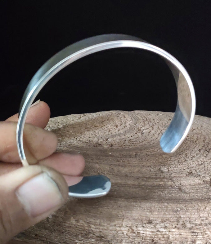 999 Sterling Silver Wide Cuff Bracelet - Handmade