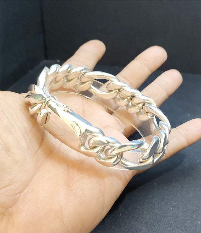 Figaro silver Chain, Men's silver bracelet, Custom engraving. Gifts for men.