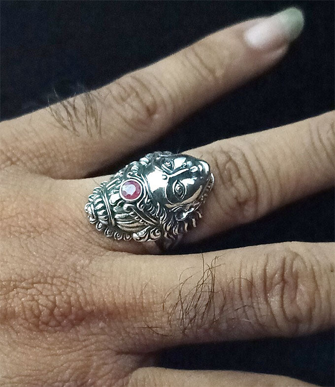 Handmade Sterling Silver 925 Goddess Lakshmi Ring
