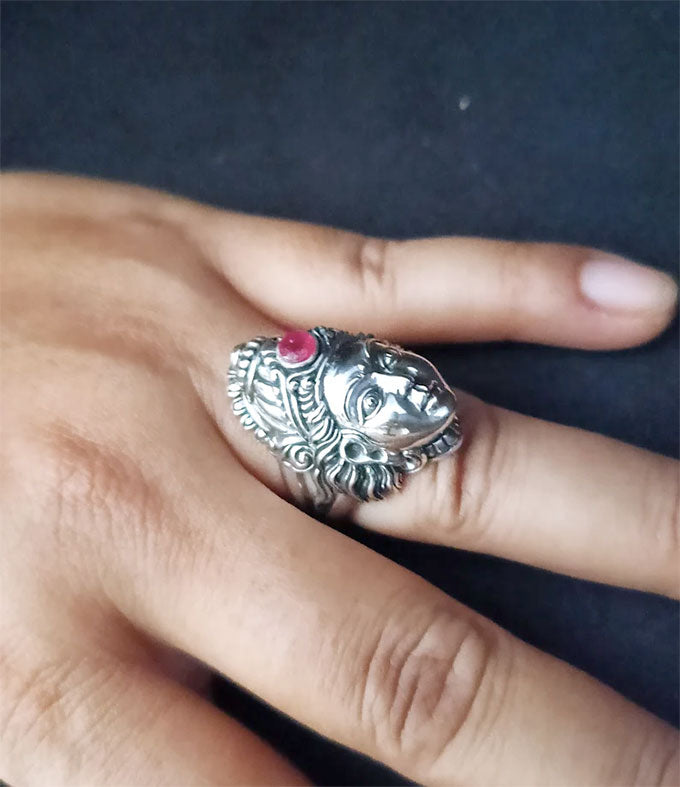 Handmade Sterling Silver 925 Goddess Lakshmi Ring