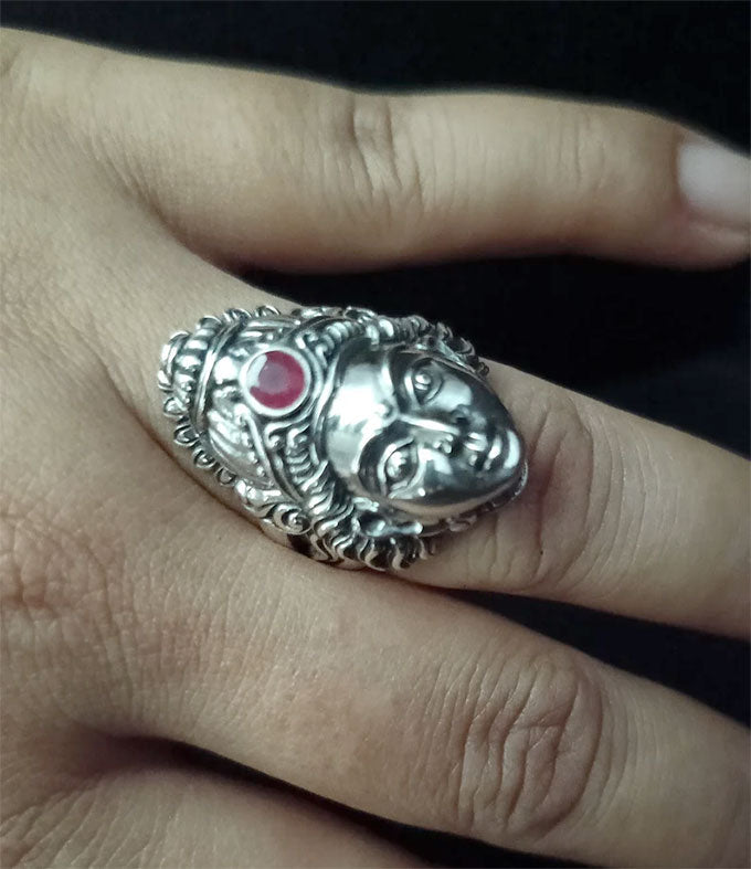 Handmade Sterling Silver 925 Goddess Lakshmi Ring