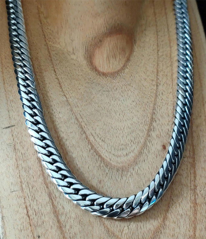 Handcrafted 999 Pure Silver Curb Chain Necklace - 12mm Wide