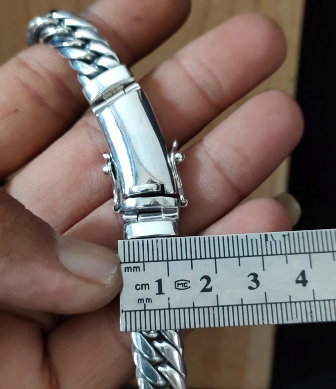 Handcrafted 999 Pure Silver Curb Chain Necklace - 12mm Wide