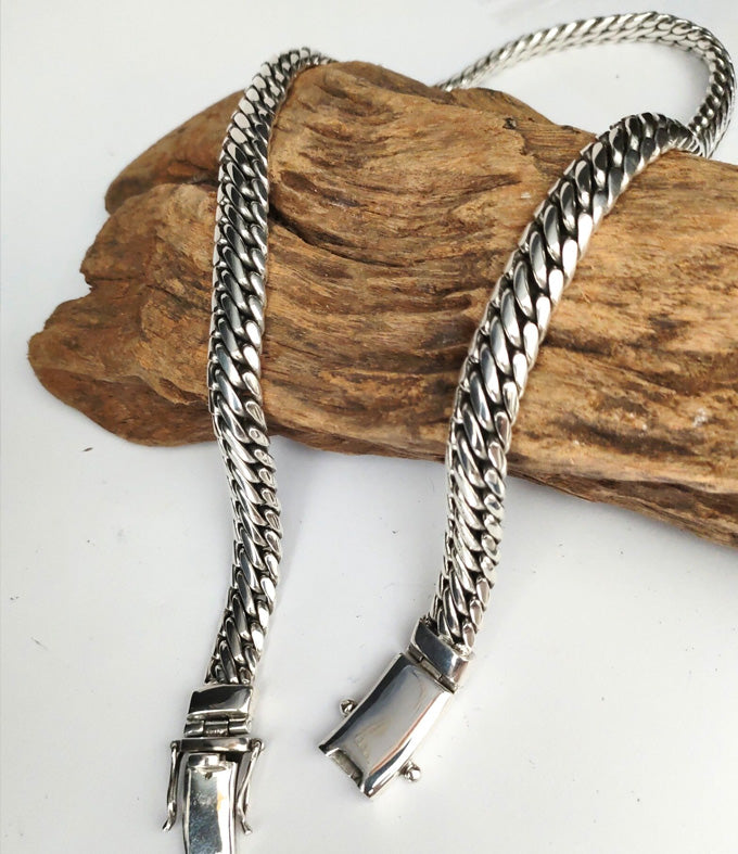 Handcrafted 999 Pure Silver Woven Chain Necklace - Mens Jewelry