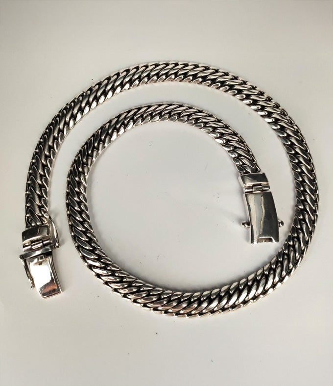 Handcrafted 999 Pure Silver Woven Chain Necklace - Mens Jewelry