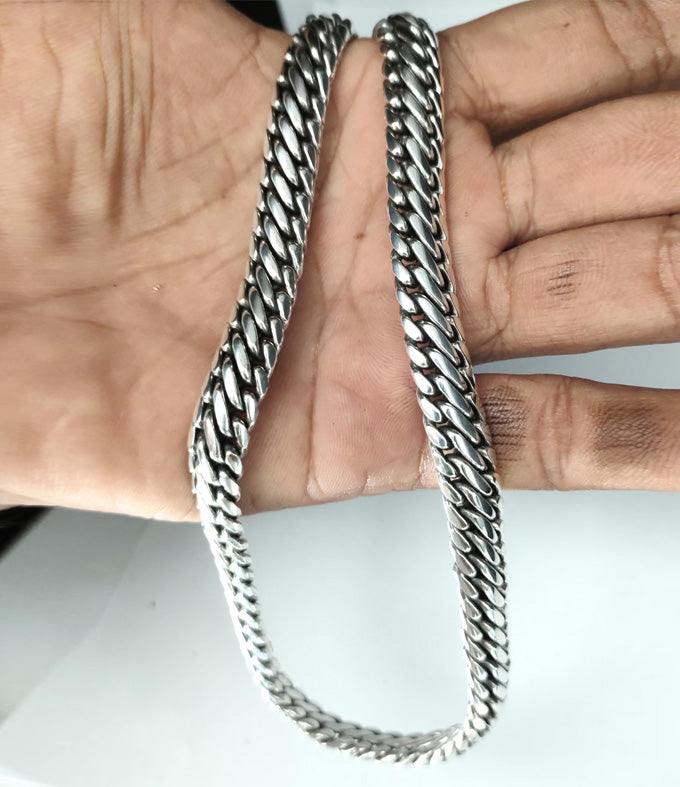 Handcrafted 999 Pure Silver Woven Chain Necklace - Mens Jewelry