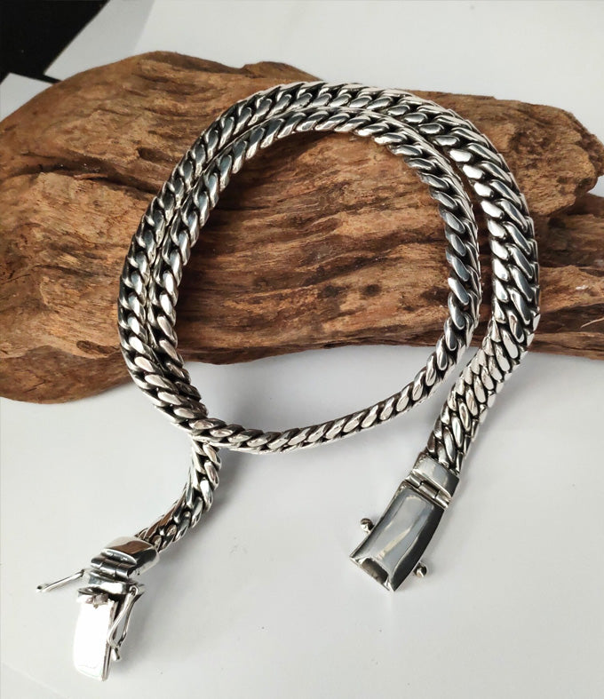 Handcrafted 999 Pure Silver Woven Chain Necklace - Mens Jewelry