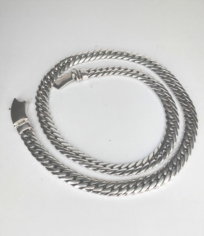 Handcrafted 999 Silver Curb Link Necklace, Men's Chain, 10mm