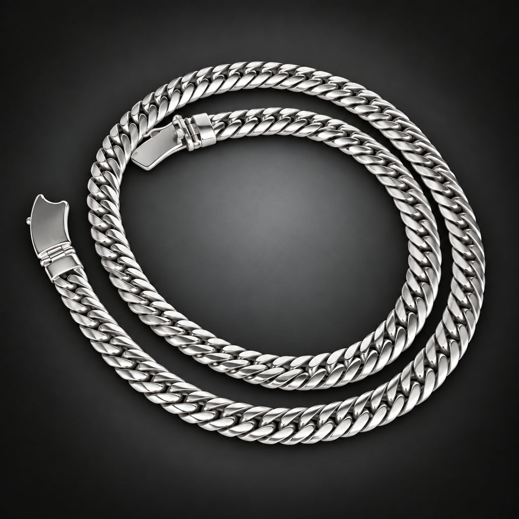 Handcrafted Men's 10mm 999 Silver Curb Chain Necklace