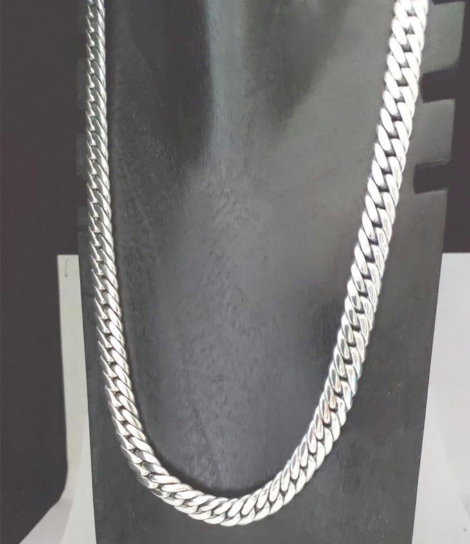 Handcrafted 999 Silver Curb Link Necklace, Men's Chain, 10mm