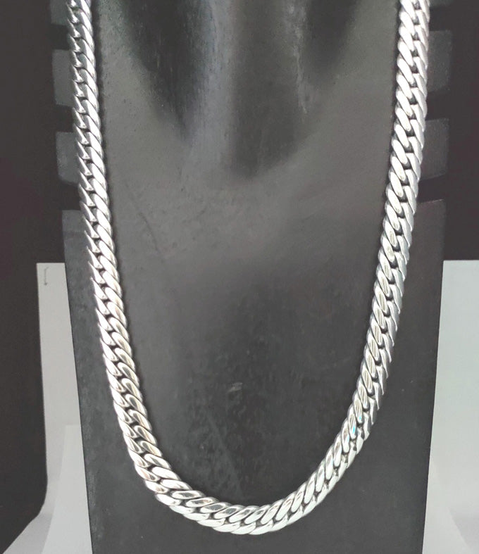 Handcrafted 999 Silver Curb Link Necklace, Men's Chain, 10mm
