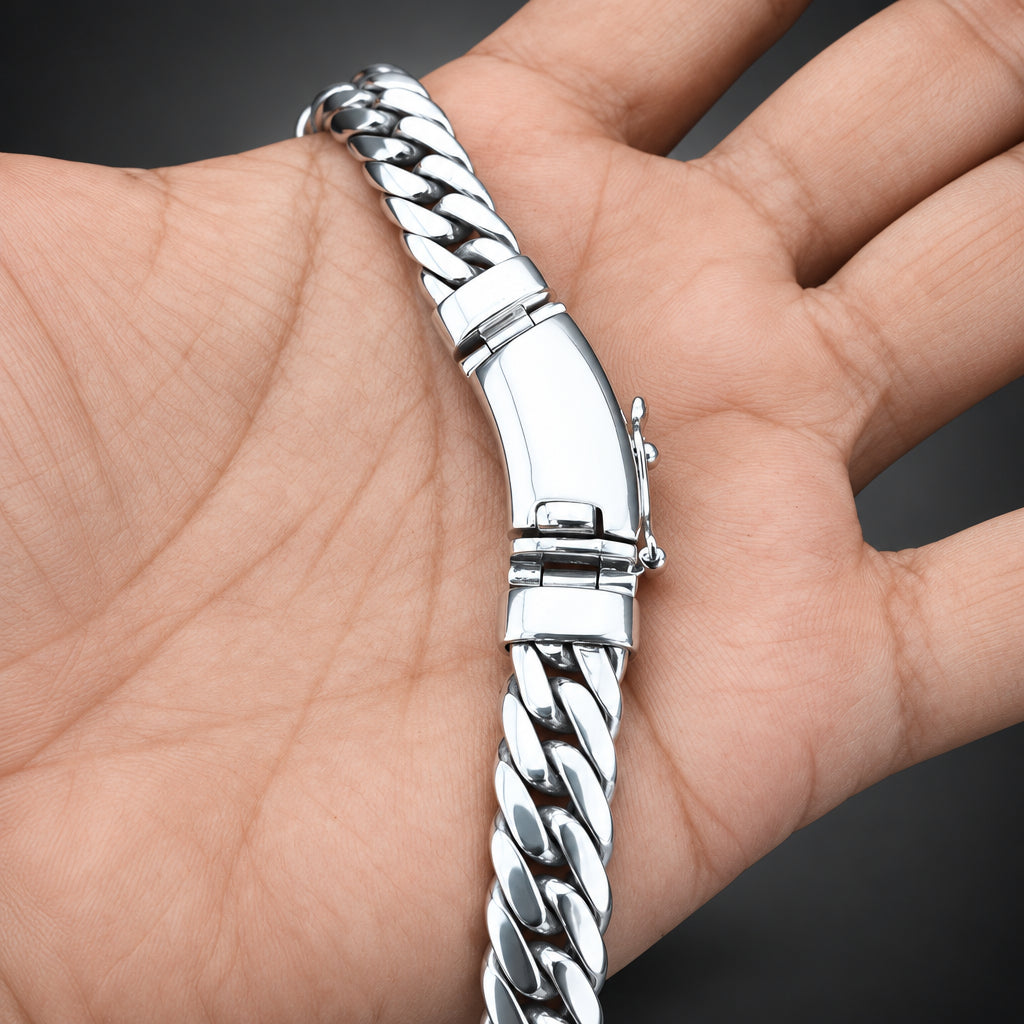 Handcrafted Men's 10mm 999 Silver Curb Chain Necklace