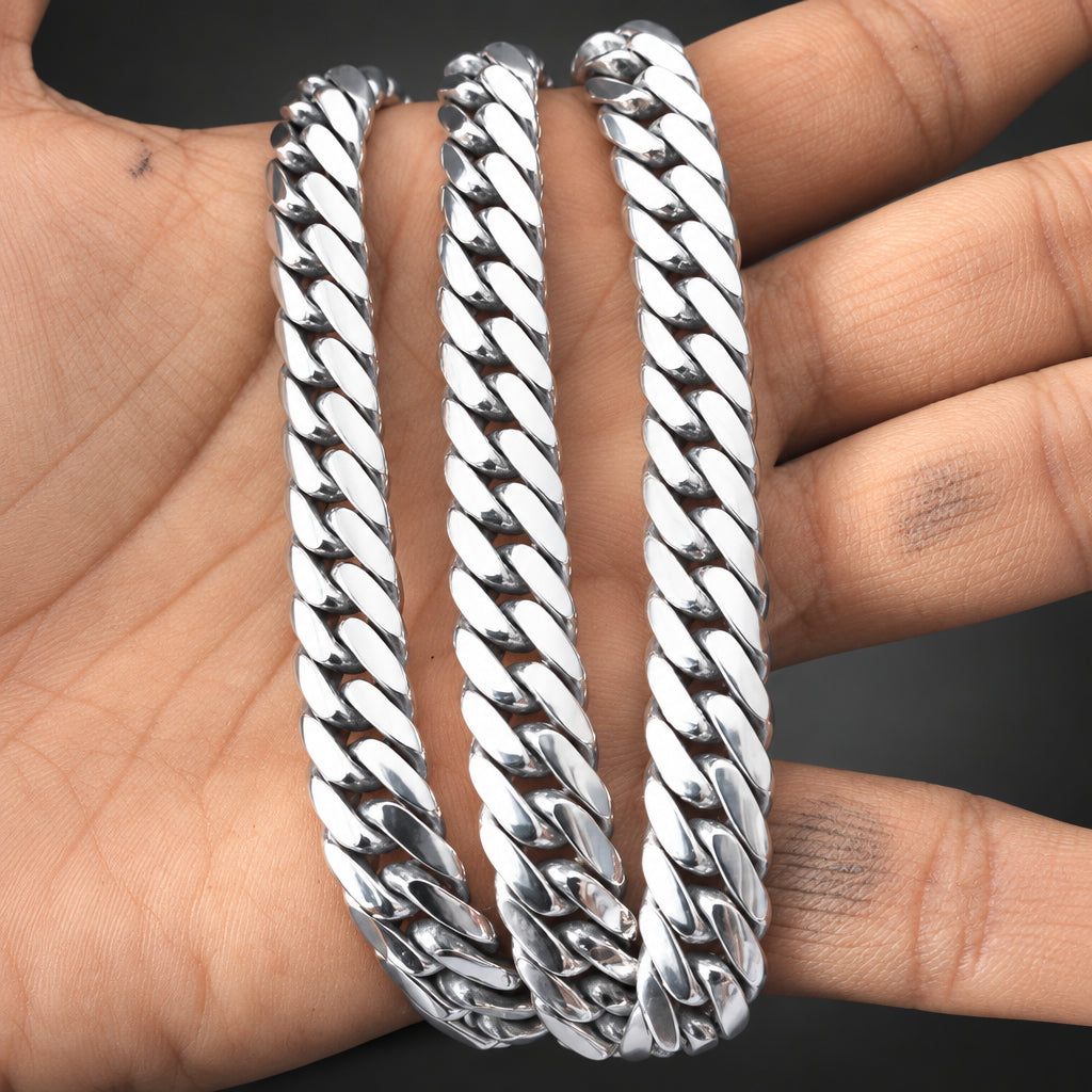 Handcrafted Men's 10mm 999 Silver Curb Chain Necklace