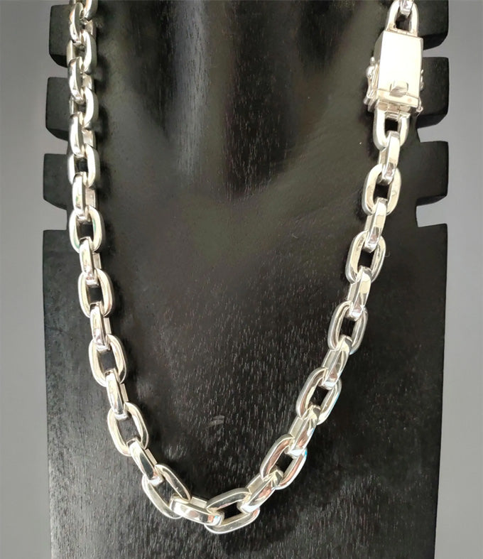 Handmade 999 Pure Silver Anchor Chain Necklace: Men's Heavy Silver Bracelet