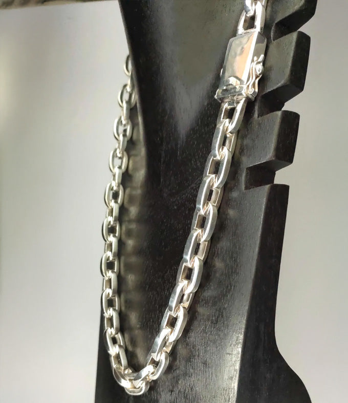 Handmade 999 Pure Silver Anchor Chain Necklace: Men's Heavy Silver Bracelet