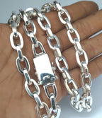 Men's 10mm Heavy 999 Pure Silver Anchor Chain Necklace