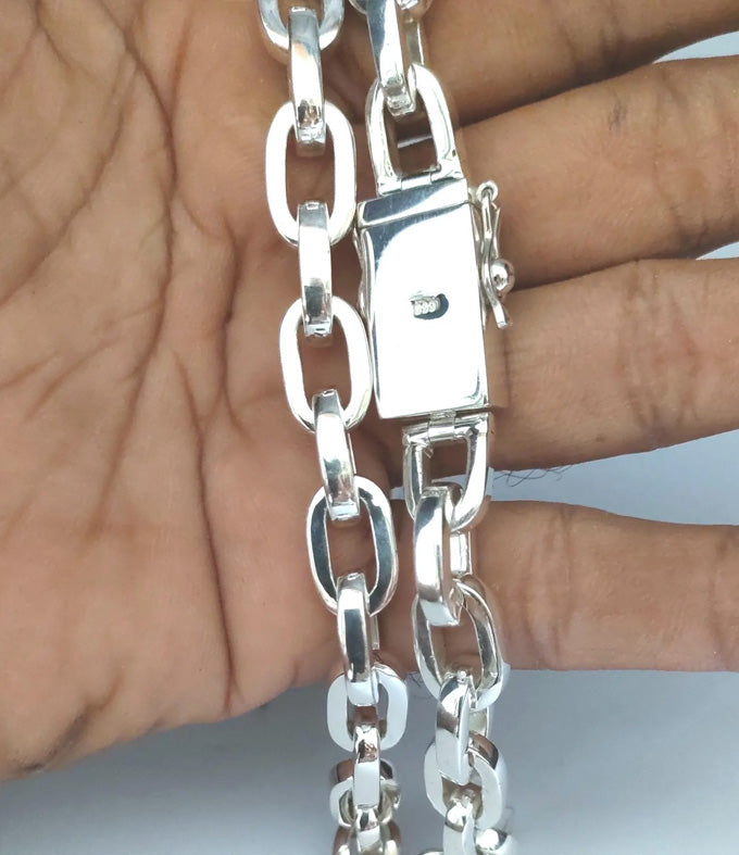 Handmade 999 Pure Silver Anchor Chain Necklace: Men's Heavy Silver Bracelet