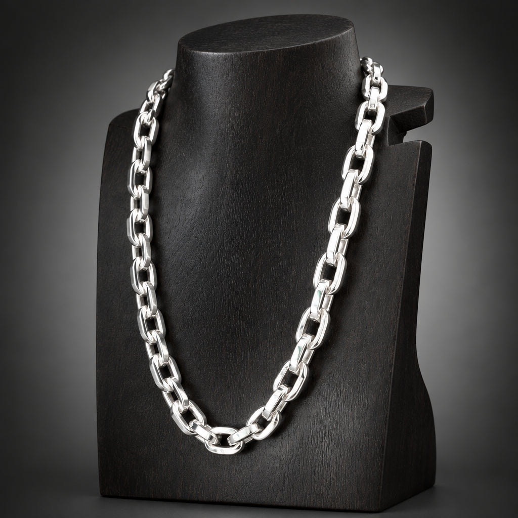 Men's 10mm Heavy 999 Pure Silver Anchor Chain Necklace