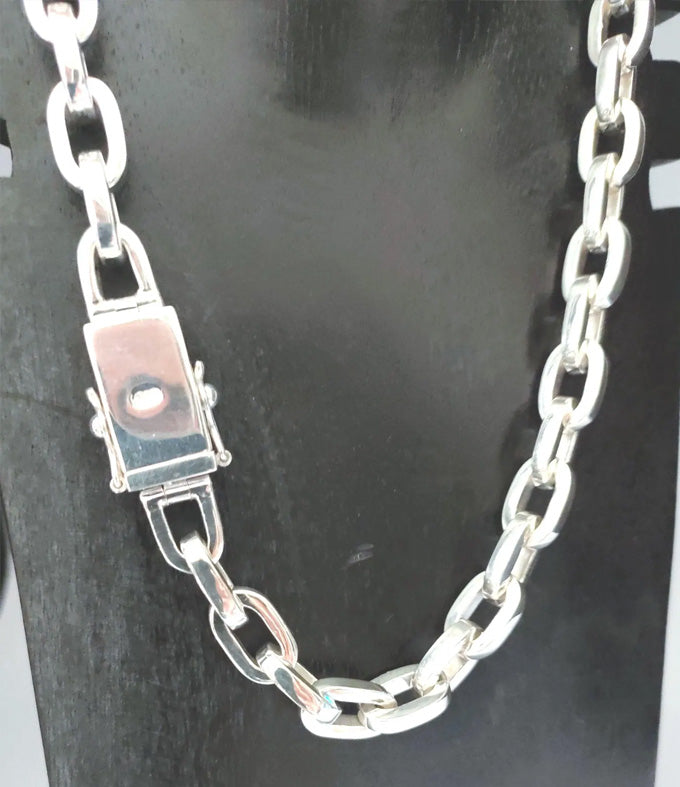 Handmade 999 Pure Silver Anchor Chain Necklace: Men's Heavy Silver Bracelet