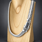 Silver chain bracelet on a wooden surface