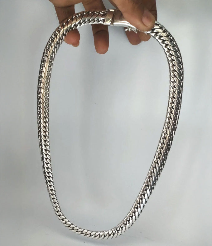Handmade 999 Pure Silver Woven Chain Necklace - Men's Heavy Silver Jewelry