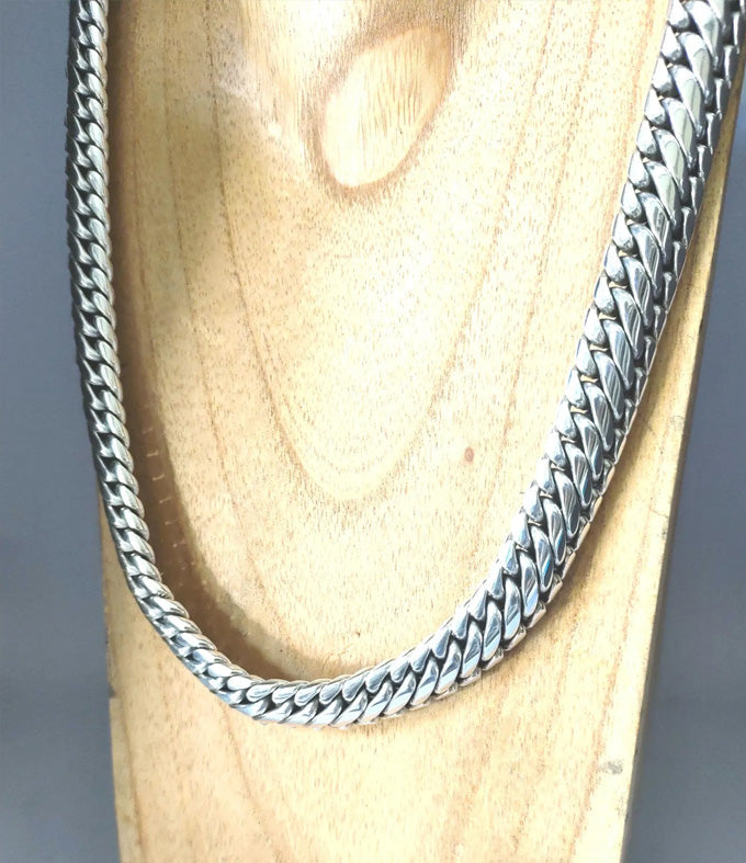 Handmade 999 Pure Silver Woven Chain Necklace - Men's Heavy Silver Jewelry
