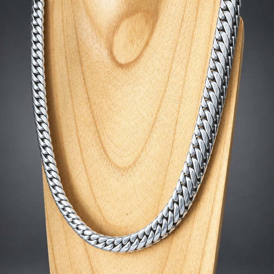 Men’s 999 Pure Silver Woven Chain Necklace, 14mm Heavyweight