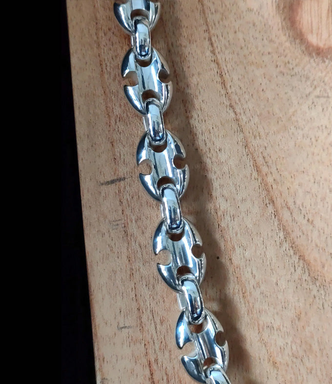 Handmade 999 Silver Anchor Chain Necklace - Men's Heavy Silver Bracelet
