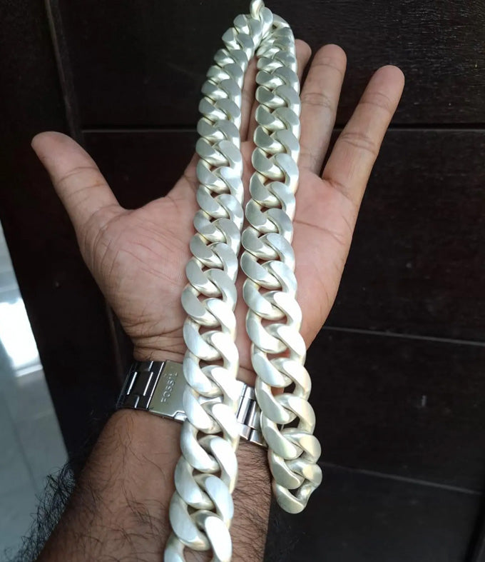 Handmade 999 Silver Curb Chain Necklace: Heavy Chunky Link
