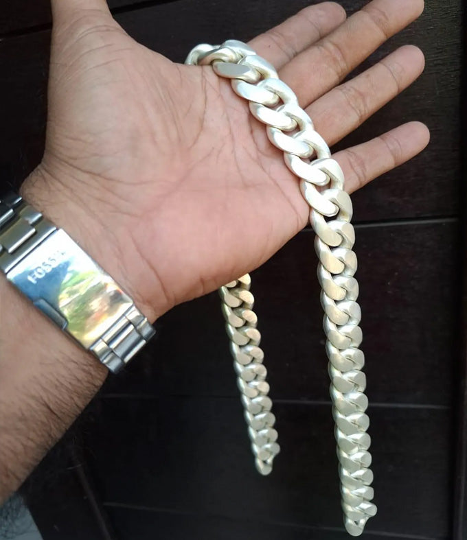 Handmade 999 Silver Curb Chain Necklace: Heavy Chunky Link