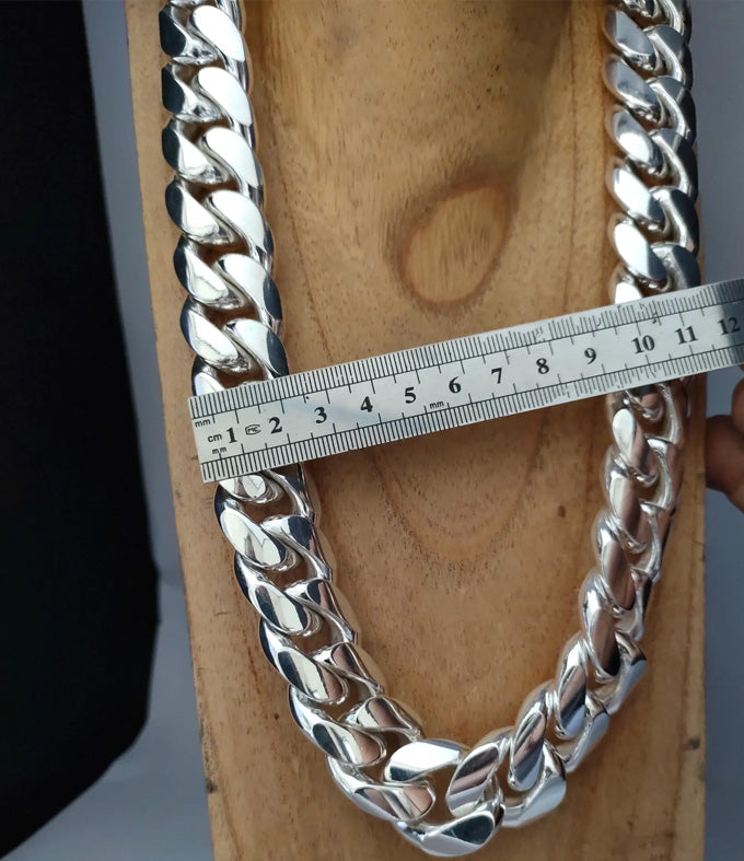 Handmade 999 Silver Curb Chain Necklace: Heavy Chunky Link
