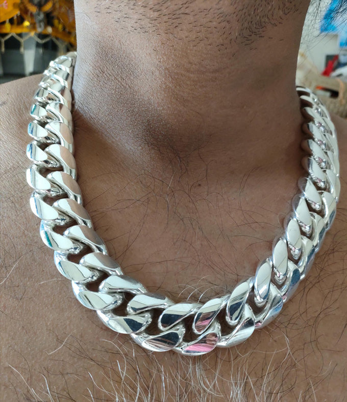 Handmade 999 Silver Curb Chain Necklace: Heavy Chunky Link