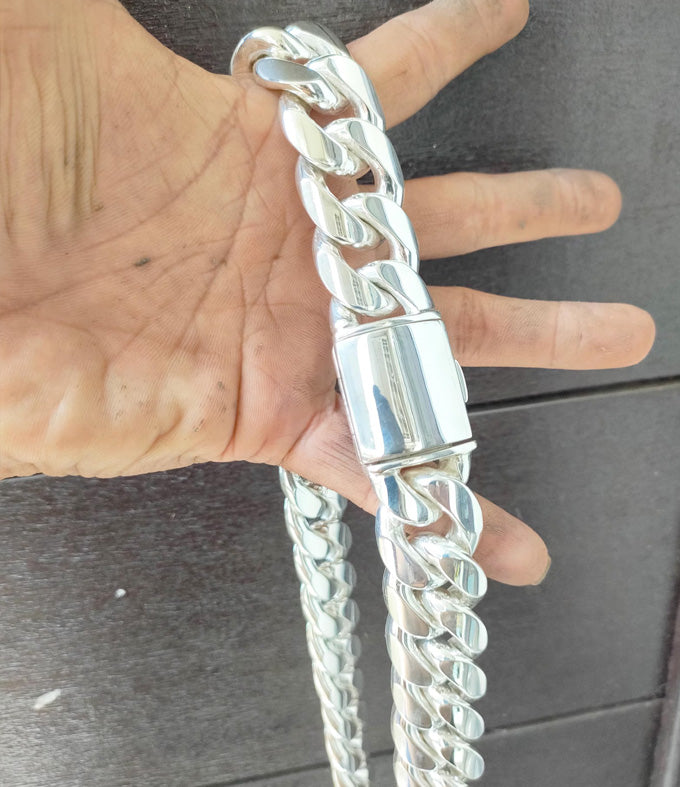 Handmade 999 Silver Curb Chain Necklace: Heavy Chunky Link