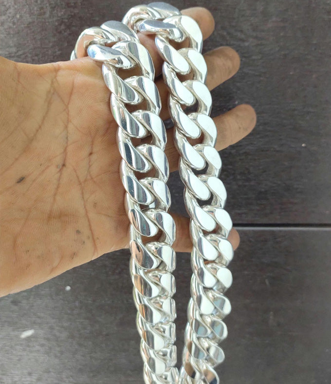 Handmade 999 Silver Curb Chain Necklace: Heavy Chunky Link