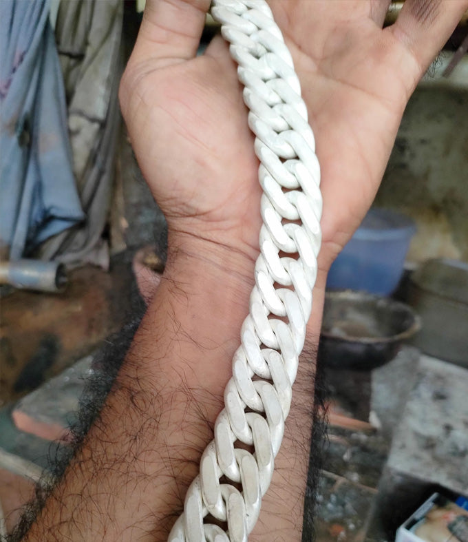 Handmade 999 Silver Curb Link Chain - Chunky Men's Necklace