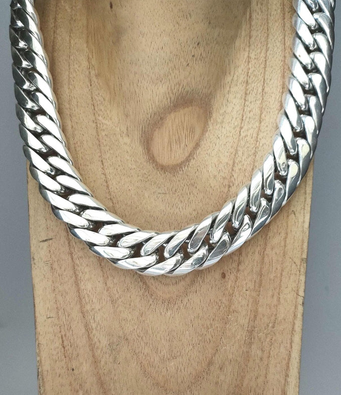 Handmade 999 Silver Curb Link Chain - Chunky Men's Necklace